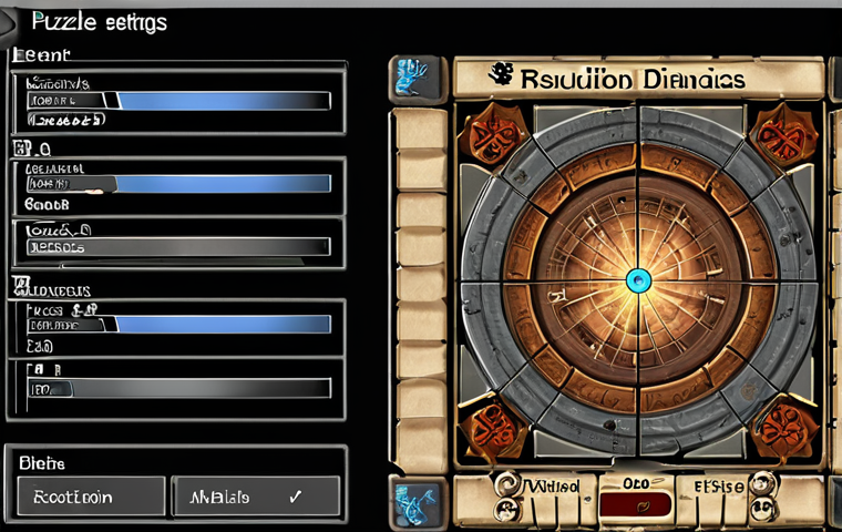 **

"Screenshot of Puzzle of Z graphics settings menu, highlighting lowered resolution (720p) and disabled dynamic shadows. Spanish text labels: 'Resolución,' 'Sombras Dinámicas.'"

**
